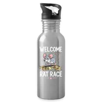 Welcome to the Rat Race – Arbeit Design - Trinkflasche mit integriertem Trinkhalm - Lightsilver - Rechts