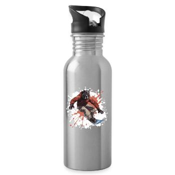 Great Dane Hund Snowboard Sport - Trinkflasche mit integriertem Trinkhalm - Lightsilver - Rechts