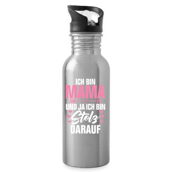 Ich Bin Mama Und Ja Ich Bin Stolz Darauf - Gourde avec paille intégrée - argent clair - Droite