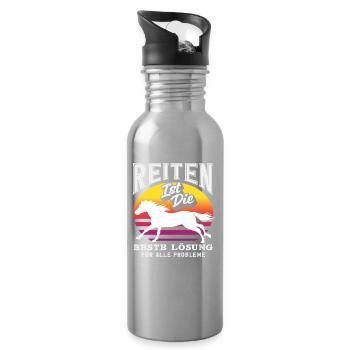 Retro équitation Solution Cheval Fille Poney Fans Cavalier - Gourde avec paille intégrée - argent clair - Droite