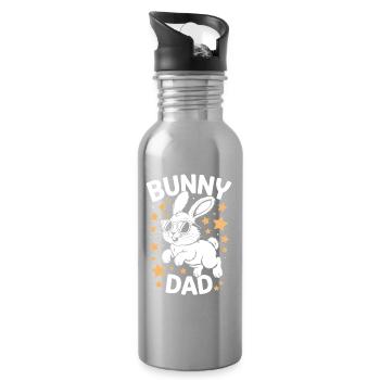 Hasen Spruch Papa Kaninchen Vater Hasen Geschenk - Trinkflasche mit integriertem Trinkhalm - Lightsilver - Rechts