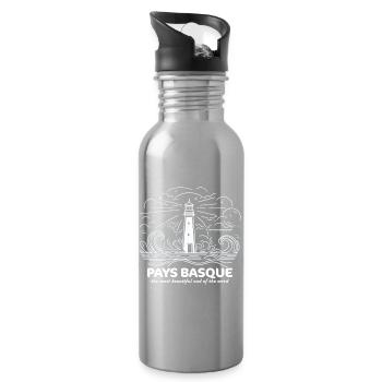 Basque Country Pride Bayonne Biarritz Beaches Ocean - Water bottle with straw - silver - Right