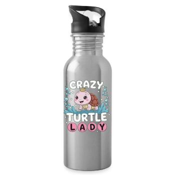 Crazy Axolotl Lady – Kawaii Axolotl Design - Trinkflasche mit integriertem Trinkhalm - Lightsilver - Rechts