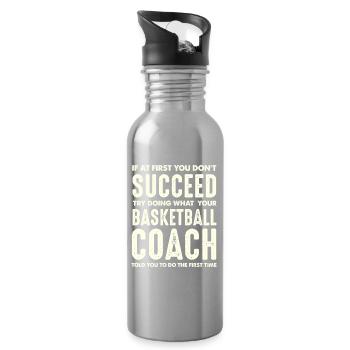 Basketball Coach Motivational Quote - Water bottle with straw - silver - Right