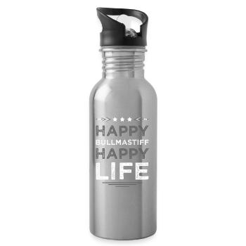 Happy Bullmastiff Life - Water bottle with straw - silver - Right