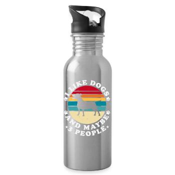 Chiens Chien Amoureux Chien Propriétaire Cadeau - Gourde avec paille intégrée - argent clair - Droite