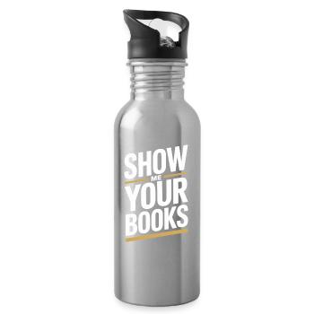 Show Me Your Books Leseratte Buch Lesen Bücher - Trinkflasche mit integriertem Trinkhalm - Lightsilver - Rechts