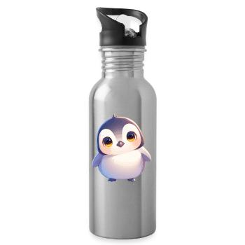 Pingouins Pingouin - Gourde avec paille intégrée - argent clair - Droite