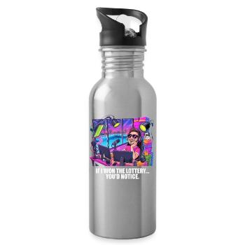 Funny If I Won The Lottery You'd Notice Yacht boat - Water bottle with straw - silver - Right