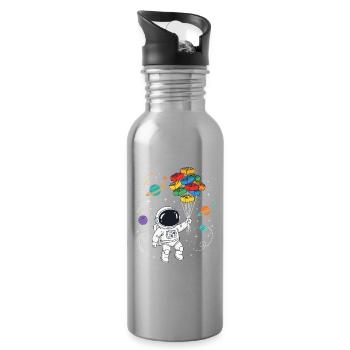 Astronaut Bausteine Space Brick Builder - Trinkflasche mit integriertem Trinkhalm - Lightsilver - Rechts