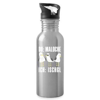 Ischgl Skiing Snowboarding Fun après ski - Water bottle with straw - silver - Right