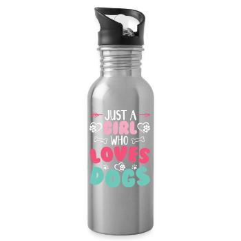 Chiens Chien Amoureux Chien Propriétaire Cadeau - Gourde avec paille intégrée - argent clair - Droite