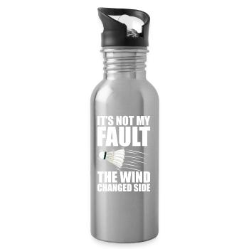 Not my fault Federball Badminton Badmintonspieler - Trinkflasche mit integriertem Trinkhalm - Lightsilver - Rechts