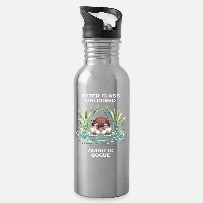 Otter-Klasse freigeschaltet: Wasser-Schurke | RPG - Trinkflasche mit integriertem Trinkhalm - Lightsilver