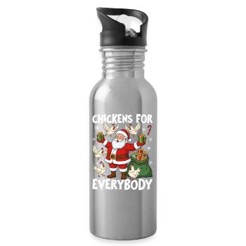 Chickens for Everybody - Water bottle with straw - silver - Right