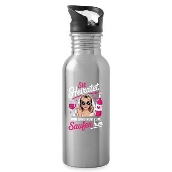 Brides drinking team JGA Junggesellinnenabschied - Trinkflasche mit integriertem Trinkhalm - Lightsilver - Rechts
