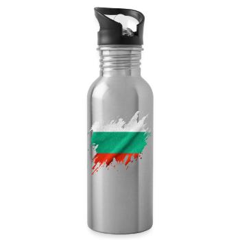 Drapeau bulgare, style déchiré - Gourde avec paille intégrée - argent clair - Droite
