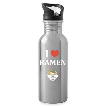 I Love Ramen Heart Bowl Illustrated - Water bottle with straw - silver - Right