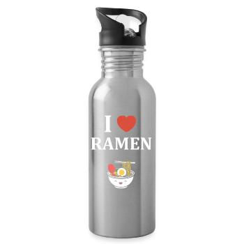 Ich mag Ramen - Trinkflasche mit integriertem Trinkhalm - Lightsilver - Rechts