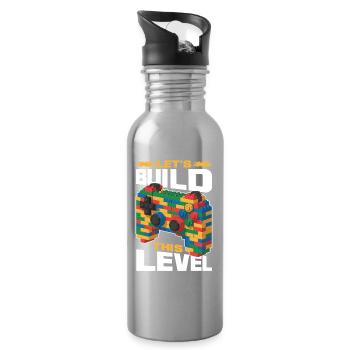 Building Blocks Gamer Gaming Brick Builder - Trinkflasche mit integriertem Trinkhalm - Lightsilver - Rechts