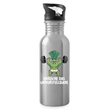 Gewichtheber ERREICHE DAS UNVORSTELLBARE Lustig - Trinkflasche mit integriertem Trinkhalm - Lightsilver - Rechts
