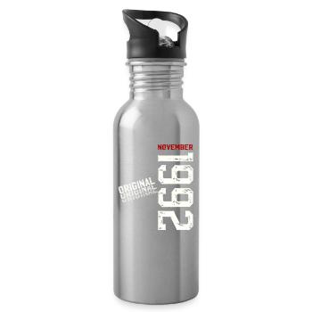33rd Birthday Original November Vintage 1992 - Water bottle with straw - silver - Right