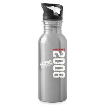 18th Birthday Original November Vintage 2008 - Water bottle with straw - silver - Right