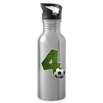 NON. 4 NUMÉRO 4 FOOTBALL 4E ANNIVERSAIRE - Gourde avec paille intégrée - argent clair - Droite