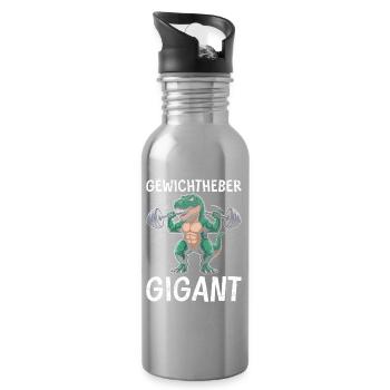 GEWICHTHEBER GIGANT Dinosaurier Lustiges - Trinkflasche mit integriertem Trinkhalm - Lightsilver - Rechts