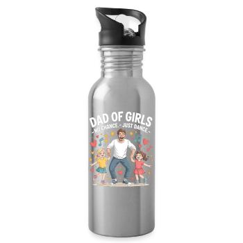 Tanzender Mädels-Papa – No Chance Just Dance - Trinkflasche mit integriertem Trinkhalm - Lightsilver - Rechts