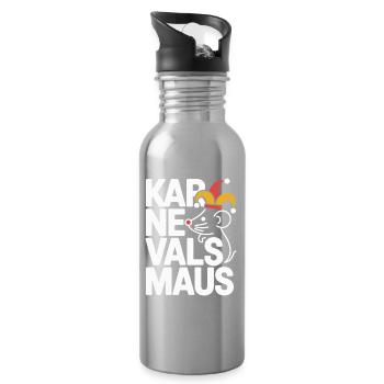 Karnevalsmaus Karneval Köln Kölner Karnevals Maus - Trinkflasche mit integriertem Trinkhalm - Lightsilver - Rechts