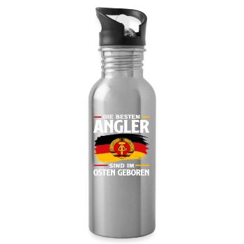 The Best Anglers Fishing Ossi Saying GDR Pride - Water bottle with straw - silver - Right