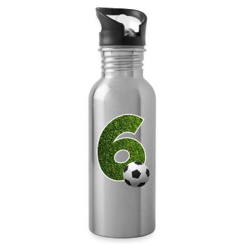 NR. 6 NUMMER 6 FUßBALL 6. GEBURTSTAG - Trinkflasche mit integriertem Trinkhalm - Lightsilver - Rechts
