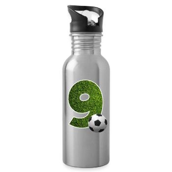 NR. 9 NUMMER 9 FUßBALL 9. GEBURTSTAG - Trinkflasche mit integriertem Trinkhalm - Lightsilver - Rechts
