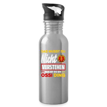 Ossi Ding Nicht Verstehen Spruch DDR Stolz - Water bottle with straw - silver - Right