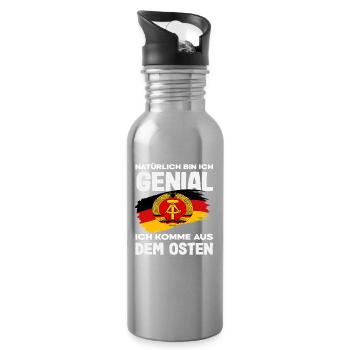 Genial ich kome aus dem Osten ossi Spruch DDR - Water bottle with straw - silver - Right