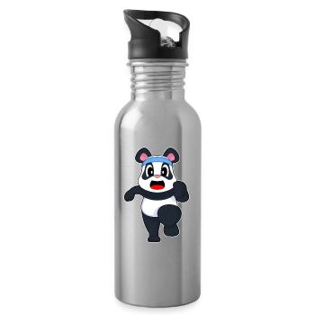 Panda Jogger Jogging Sport - Gourde avec paille intégrée - argent clair - Droite