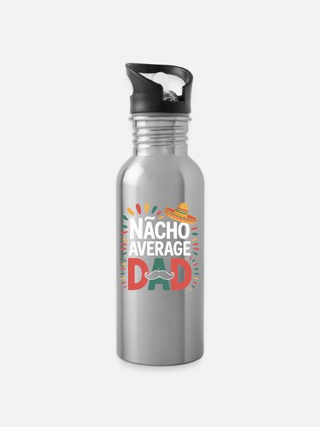 Nacho Average Dad Mexiko Vater - Trinkflasche mit integriertem Trinkhalm - Lightsilver