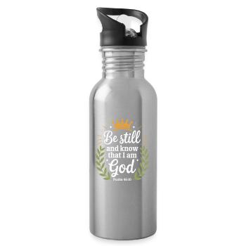  Sei Still Und Erkenne Dass Ich Gott Bin Psalm - Trinkflasche mit integriertem Trinkhalm - Lightsilver - Rechts