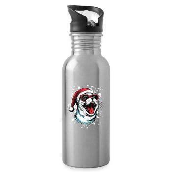 Robbe Tier Weihnachten Lustig - Trinkflasche mit integriertem Trinkhalm - Lightsilver - Rechts