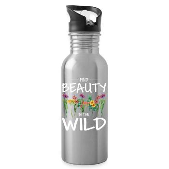 Find Beauty in the Wild Flowers - Water bottle with straw - silver - Right