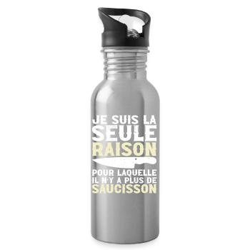 Le Saucisson c'est La Vie - Humor Apéro Cadeau - Trinkflasche mit integriertem Trinkhalm - Lightsilver - Rechts