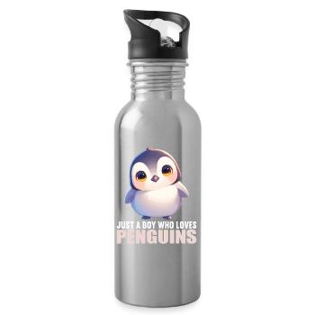 Pingouins Pingouin - Gourde avec paille intégrée - argent clair - Droite