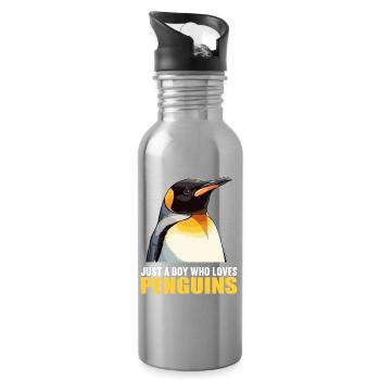 Pingouins Pingouin - Gourde avec paille intégrée - argent clair - Droite