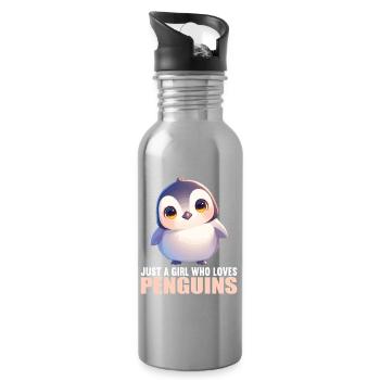 Pingouins Pingouin - Gourde avec paille intégrée - argent clair - Droite