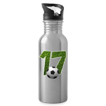 NO. 17 NUMBER 17 FOOTBALL 17TH BIRTHDAY - Water bottle with straw - silver - Right