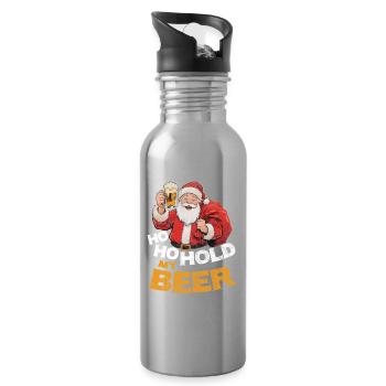 Le Père Noël avec de la bière en disant Ho Ho Hold my Beer - Gourde avec paille intégrée - argent clair - Droite