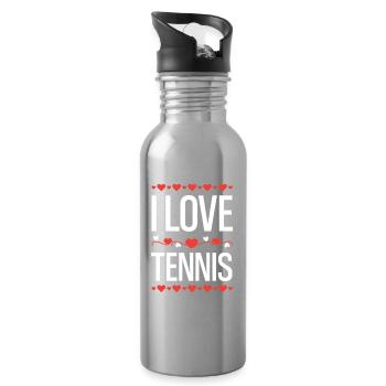 I Love Tennis - Water bottle with straw - silver - Right
