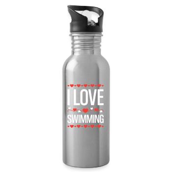 I Love Swimming - Trinkflasche mit integriertem Trinkhalm - Lightsilver - Rechts