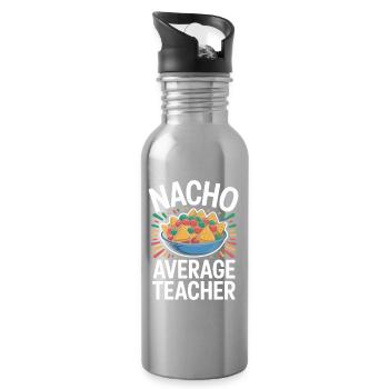 Nacho Enseignant Moyen Drôle Design - Gourde avec paille intégrée - argent clair - Droite